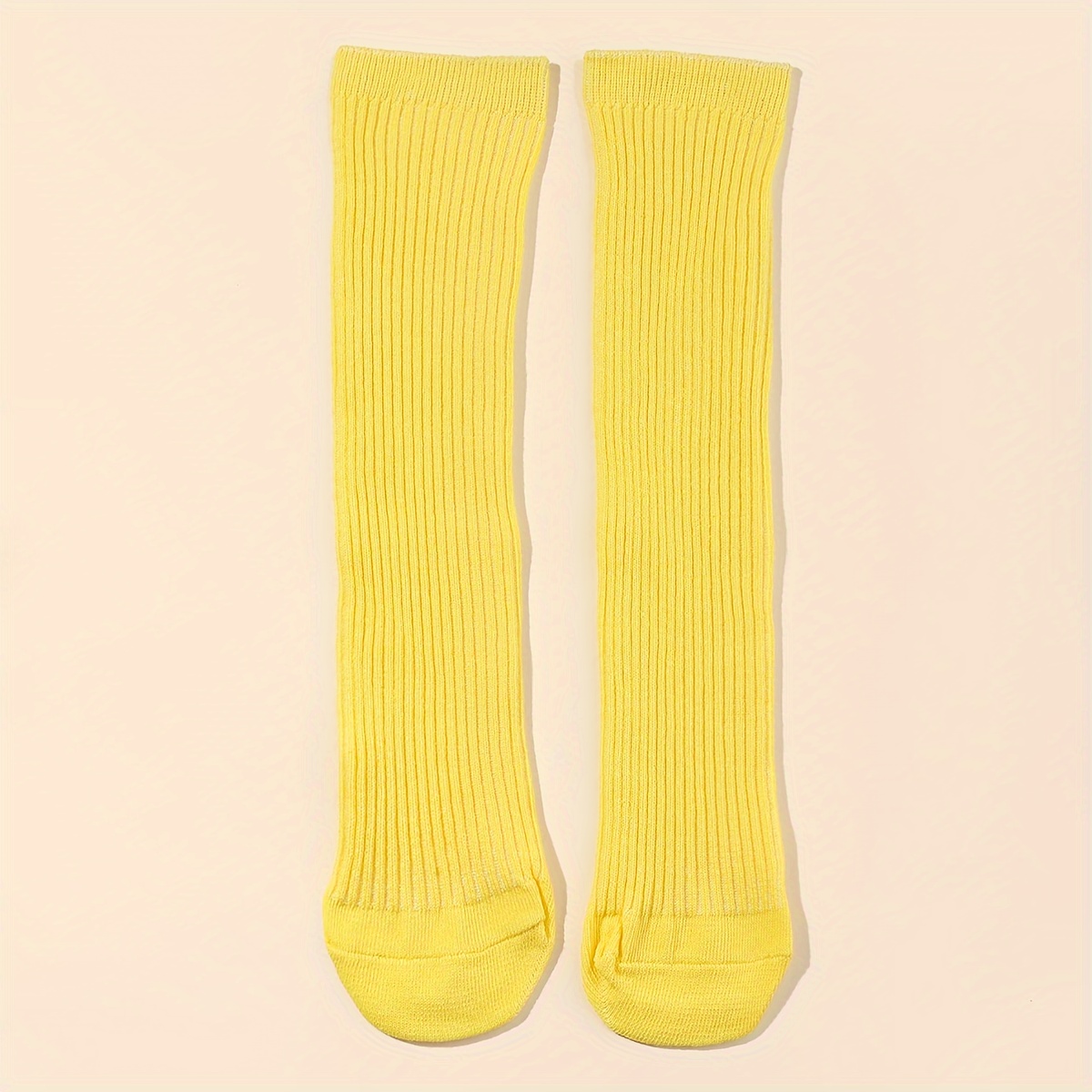 Image of A Pair Of Solid Color Knee-high Socks For Girls, Comfortable, Breathable, Odor-resistant, Moisture-wicking, And Stylish, Suitable For , Sweat-resistant