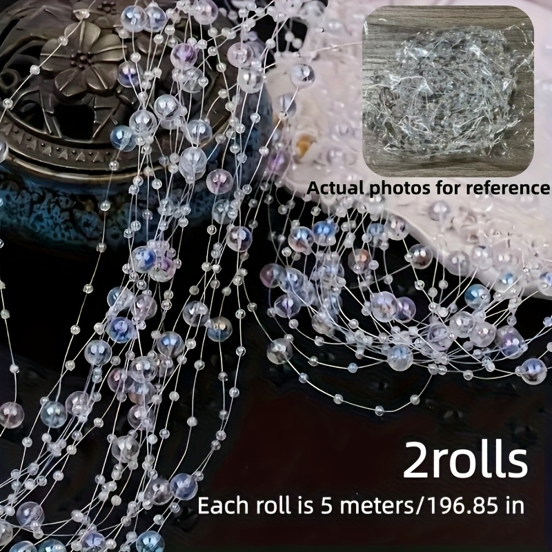 TEMU 2 rouleaux de chaîne en fil de pêche ciel étoilé, fil de pêche enfilé (durable, difficile à casser). Idéal pour accessoires de bouquet DIY,