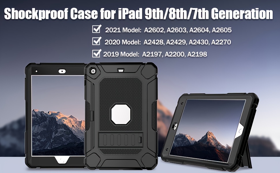 XZC IPad 9/8/7 Generation Hülle Mit Stifthalter - Stoßfestes Cover Mit Kickstand Rosa