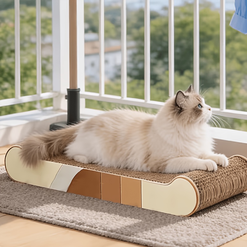 TEMU Nouveau lit-griffoir 2-en-1 pour chat 2026, planche à gratter pour chat en carton , coussin de incurvé de canapé pour chats et chatons