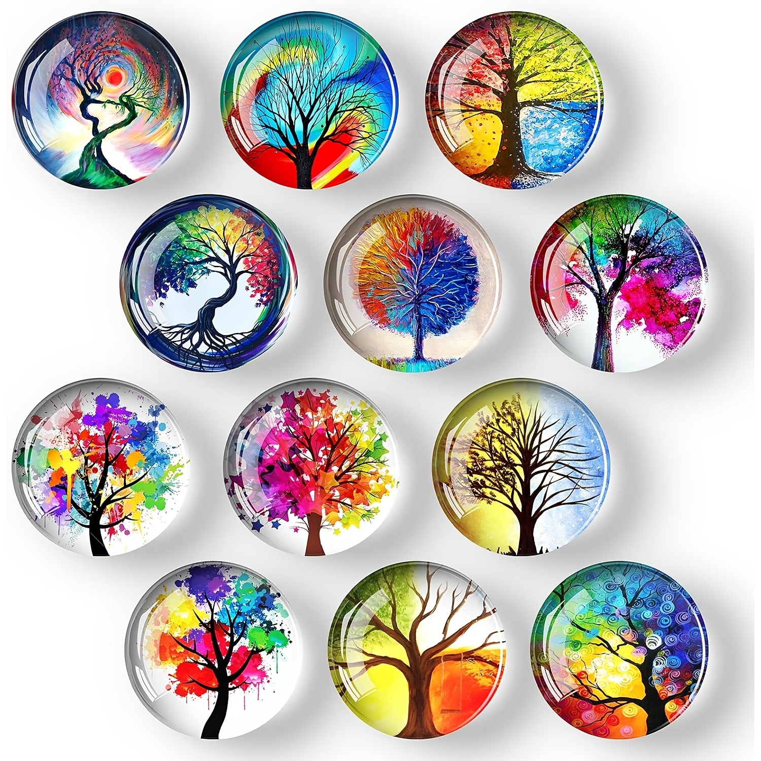 Image of 12pcs Of Glass Refrigerator Stickers - Circular Glass Refrigerator Decoration, Office Whiteboard Stickers, Cabinet Stickers, Dishwasher Stickers, Cute Cabinet Storage Cabinet Stickers