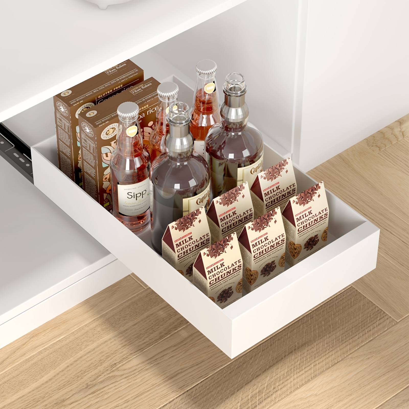 Telescopic Drawer, Extendable Kitchen Drawer, Drawer Storage Shelf, Extendable Kitchen Cabinet Organizer, Storage Shelves For Kitchen Cabinets - 25cm W X 42cm D X 7cm H