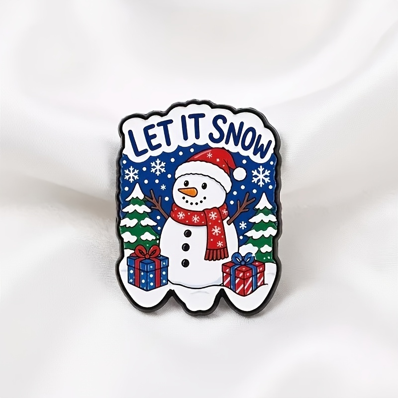 TEMU Christmas Snowman Enamel Pin, Christmas Snowman Snowflake Christmas Tree Gift Box Pin, Holiday Pin For Clothes And Bags, Ideal Holiday Gift