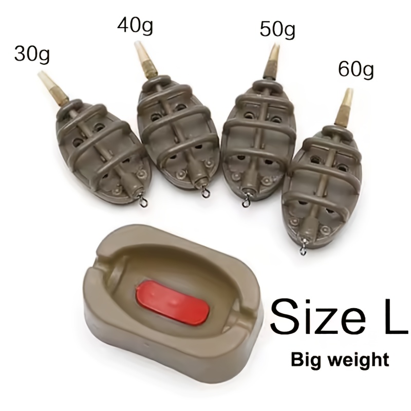 Image of Set Of Inline Feeders For Carp Fishing, Includes 4 Inline Feeders And 1 Rubber Mold, Carp Fishing Accessories.