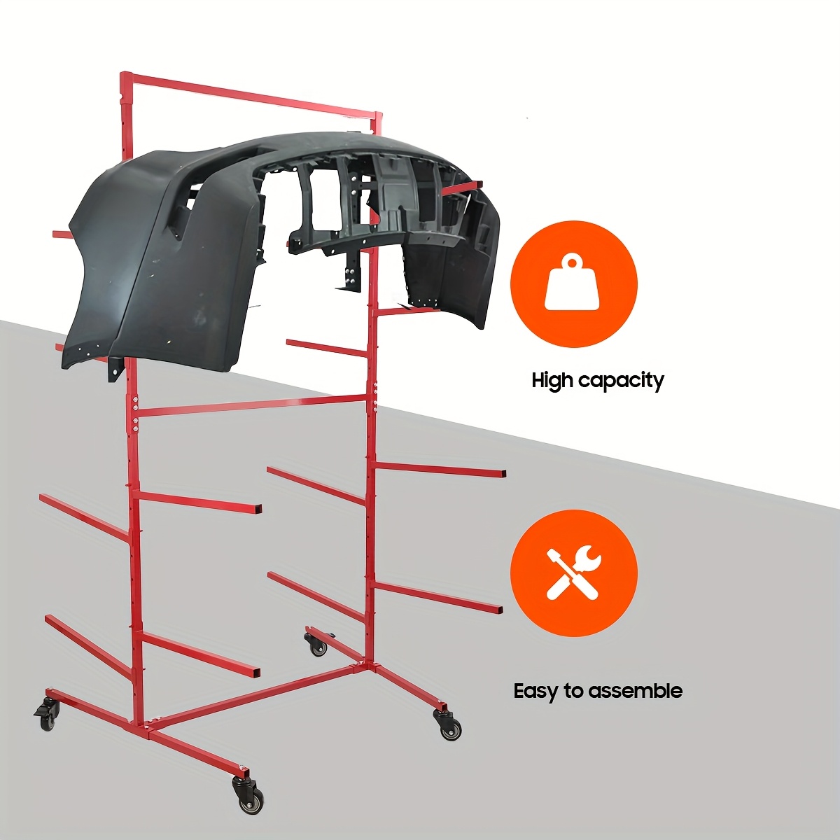 Image of Bumper Stand Panel Stand Adjustable Automotive Paint Repair Stand 8 Bars 160kg, Bumper Stand For Car Rv Auto Body Parts, Storage Rack Paint Stand Panel Stand Car Body Parts Stand Rack