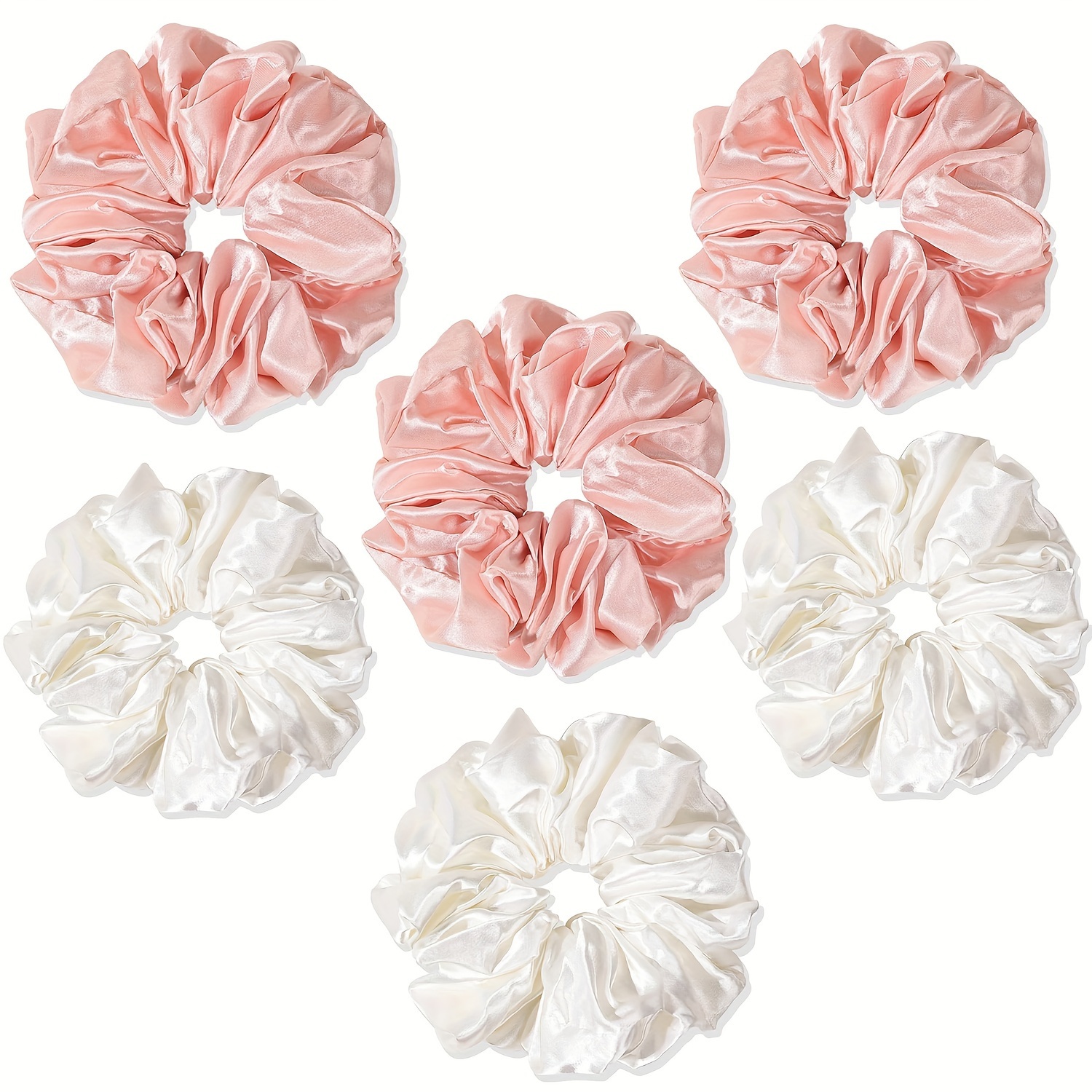 

6pcs Scrunchies Hair Ties For Women - Big Silk Satin Scrunchie Large Jumbo Oversized Cute Chiffon For Curl