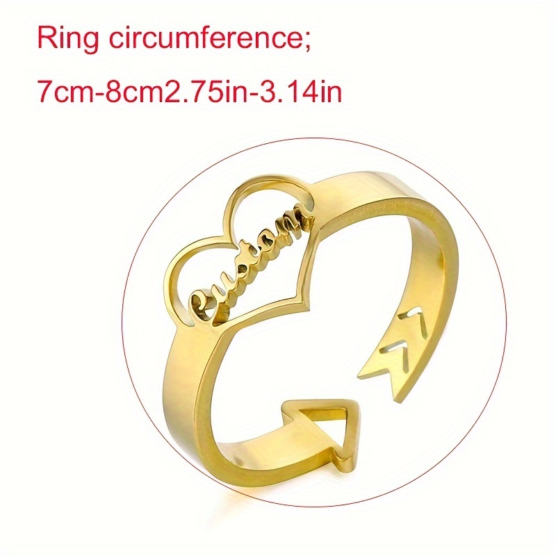 customizable heart shaped name ring women 18k golden plated Temu