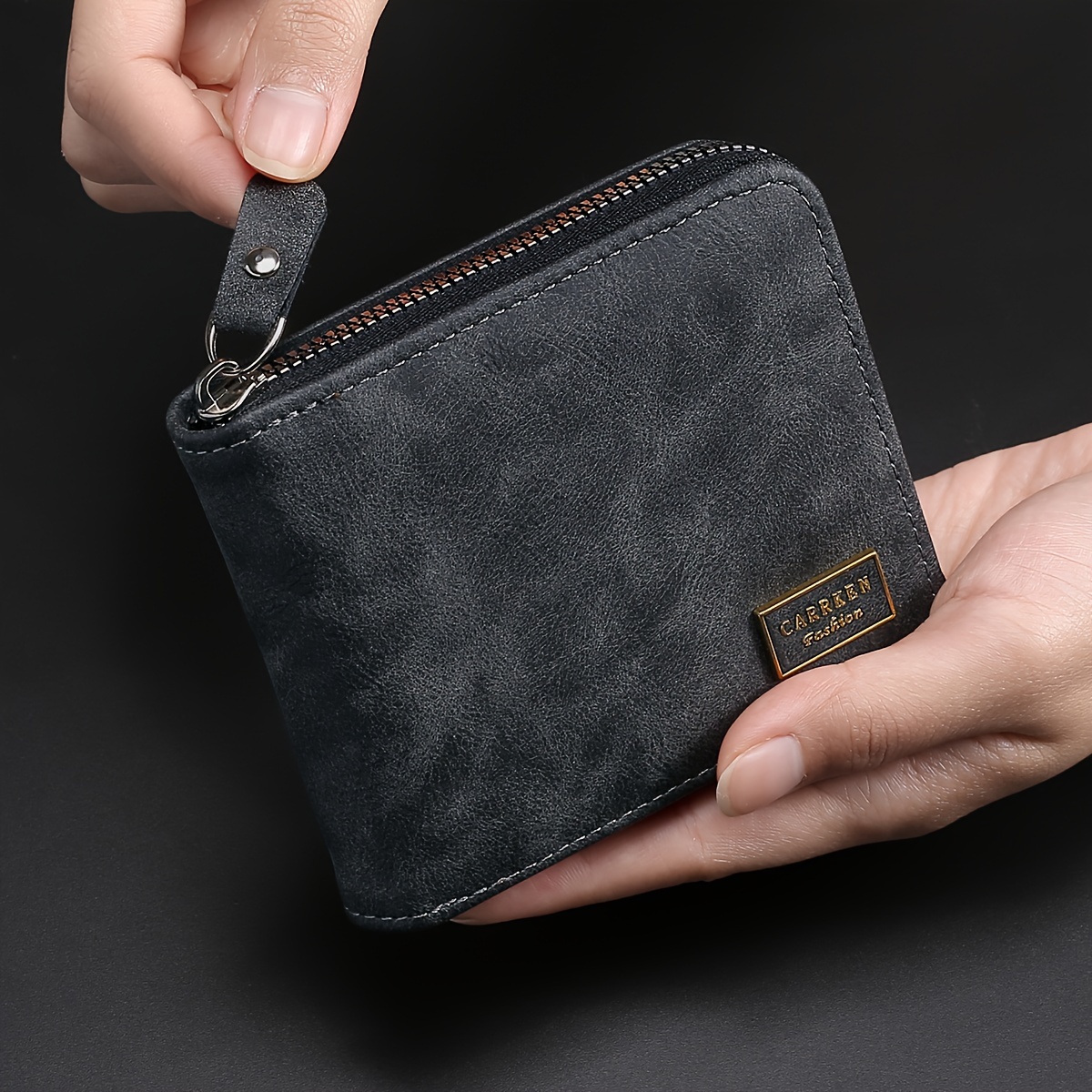 

1pc Portefeuille Court Zippé Pour Homme, Porte-cartes Multi-cartes, Portefeuille Pliant En Cuir PU