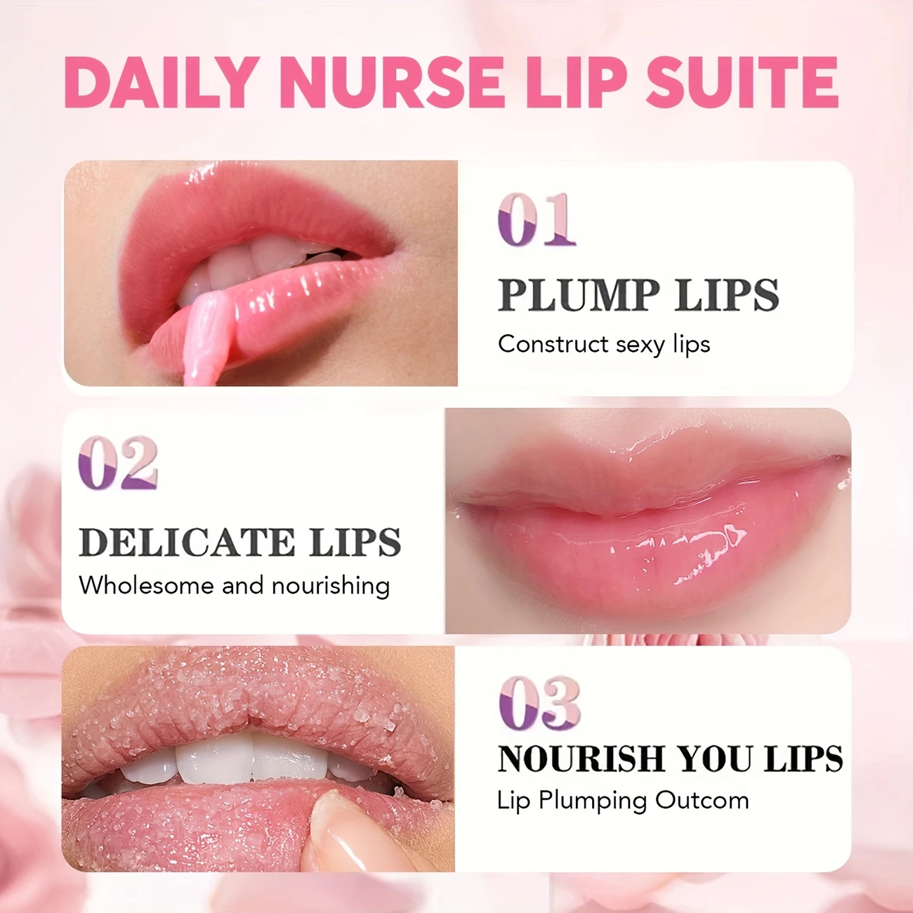 3pcs kit lip scrub lip mask lip plumping gloss moisturizing formula for smooth and refreshed lips best valentines day anniversary gift details 6