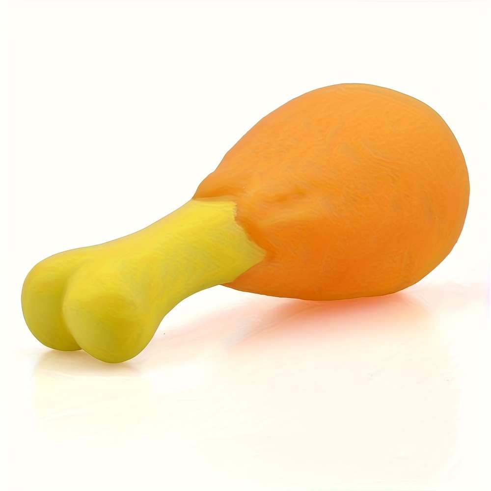 1pc squeaky chicken leg dog toy durable non toxic rubber chew toy for dental health playtime   yellow accents interactive   for all breeds sizes pet playtime fun pet accessory sturdy construction pet lovers Product details 3