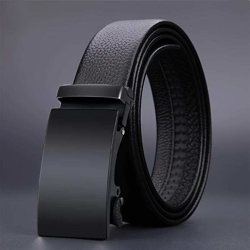 

1pc Ceinture en simili cuir décontractée pour homme avec boucle automatique en fer - Accessoire de mode élégant pour pour Noël, Thanksgiving, Mardi Gras - Noir