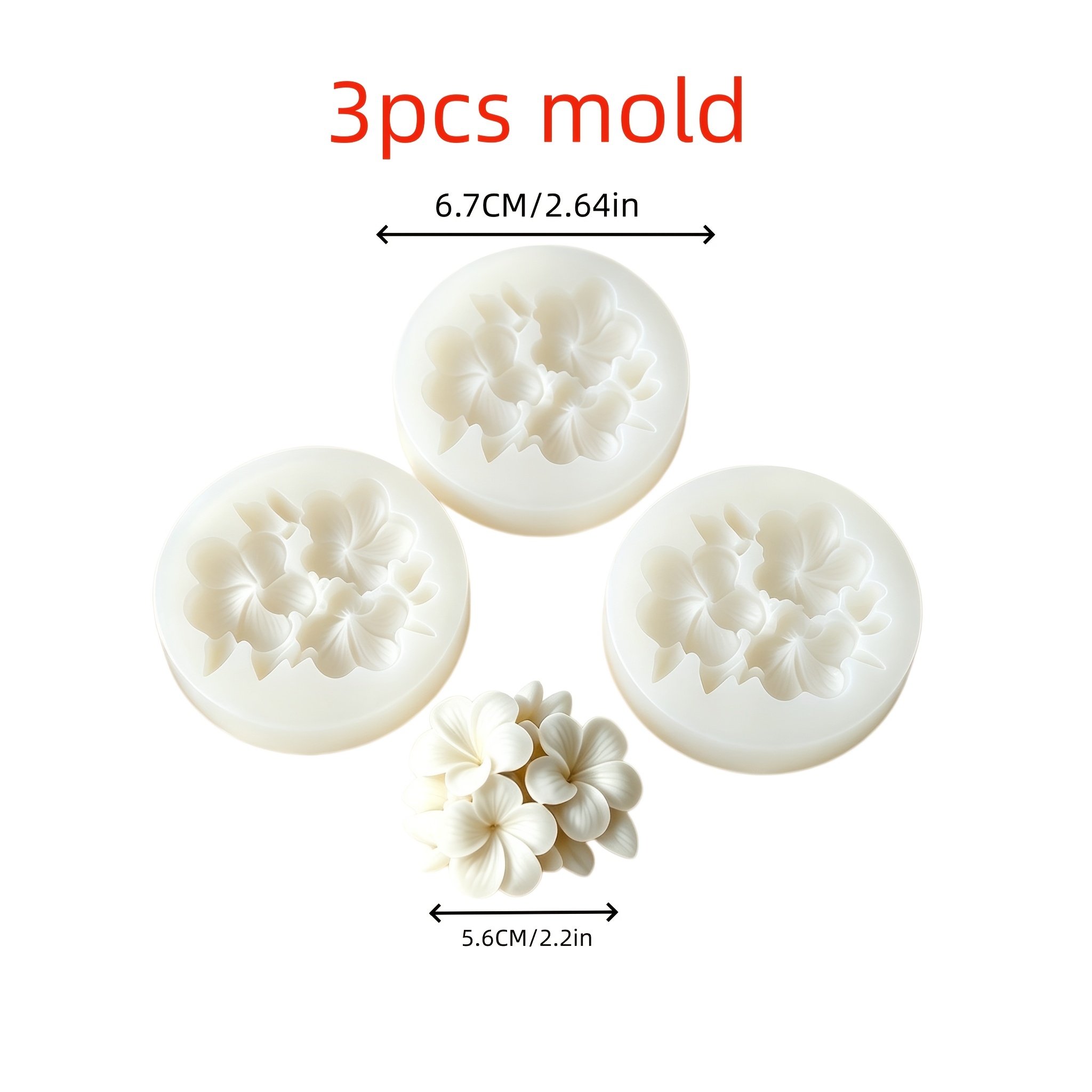 TEMU 3er-Set 3D-Blumen-Silikonform für DIY-Bastelarbeiten – Antihaft-Einfach-Entformung, geeignet für Kerzen, Seifen, Ton & Harz, Ei-Blumenformen mit