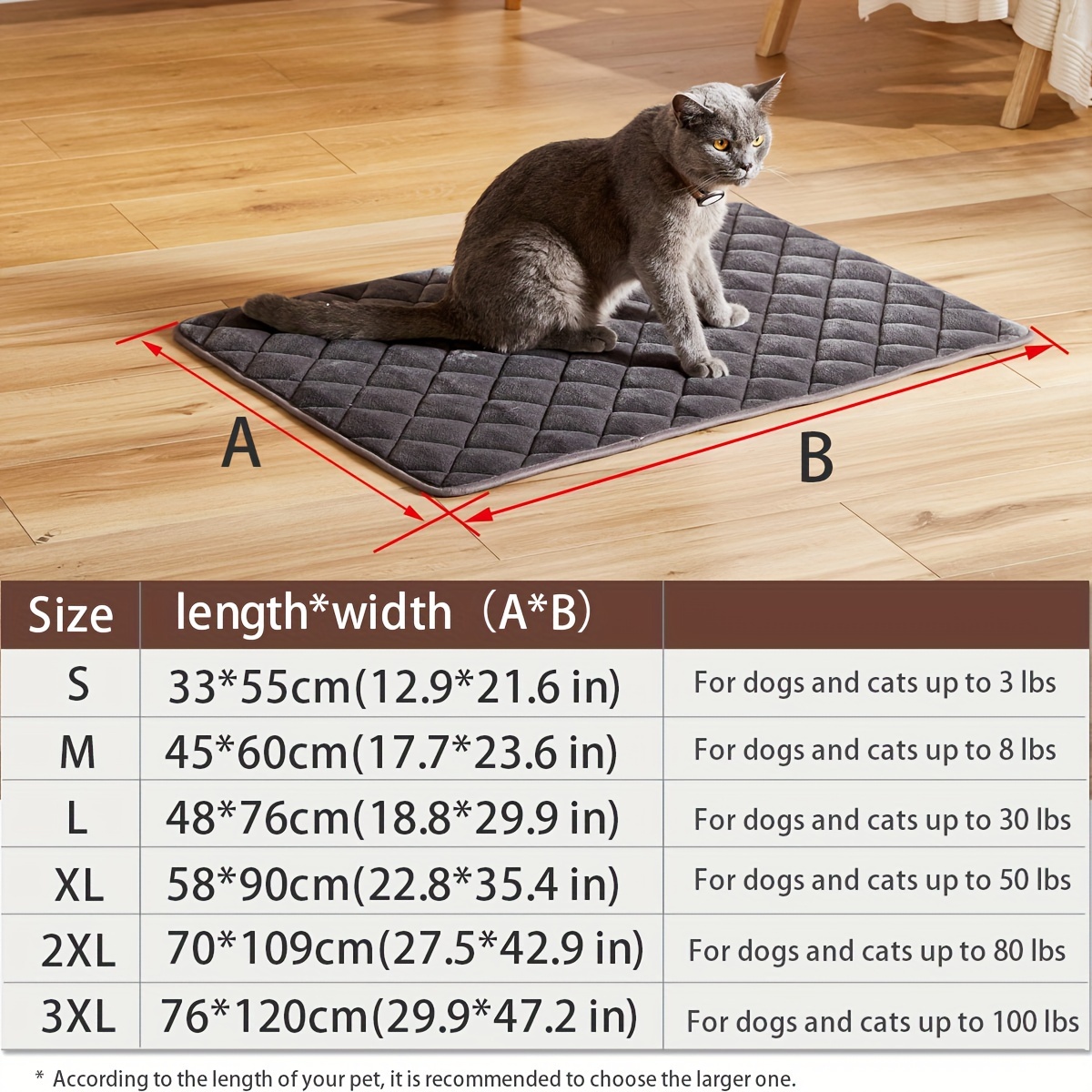 E-shop Plüsch Gesteppte Hundebett-Kratzmatte - Waschbar, Rutschfeste Haustiermatte für Alle Größen von Hunden, Ideal zum Schlafen in Käfigen oder
