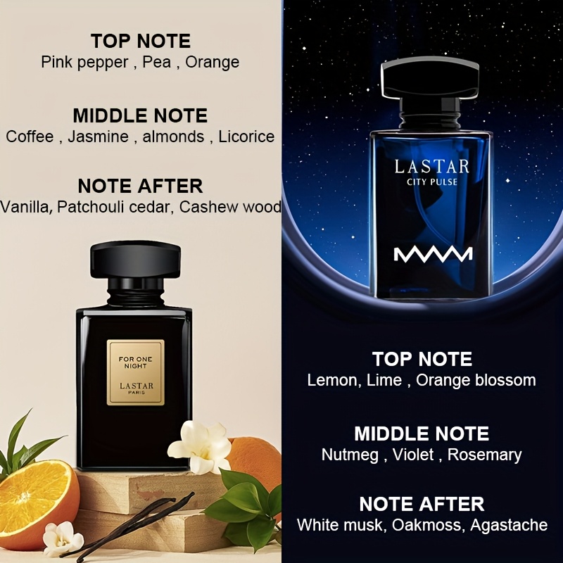 Комплект от 2 броя мъжки парфюм, 55ML+55ML, съдържащ аромати на лимон, жасмин, мускус и кедрово дърво, дълготраен аромат, създава атмосфера, подходящ за срещи, Свети Валентин, Деня на благодарността, подарък за Деня на бащата