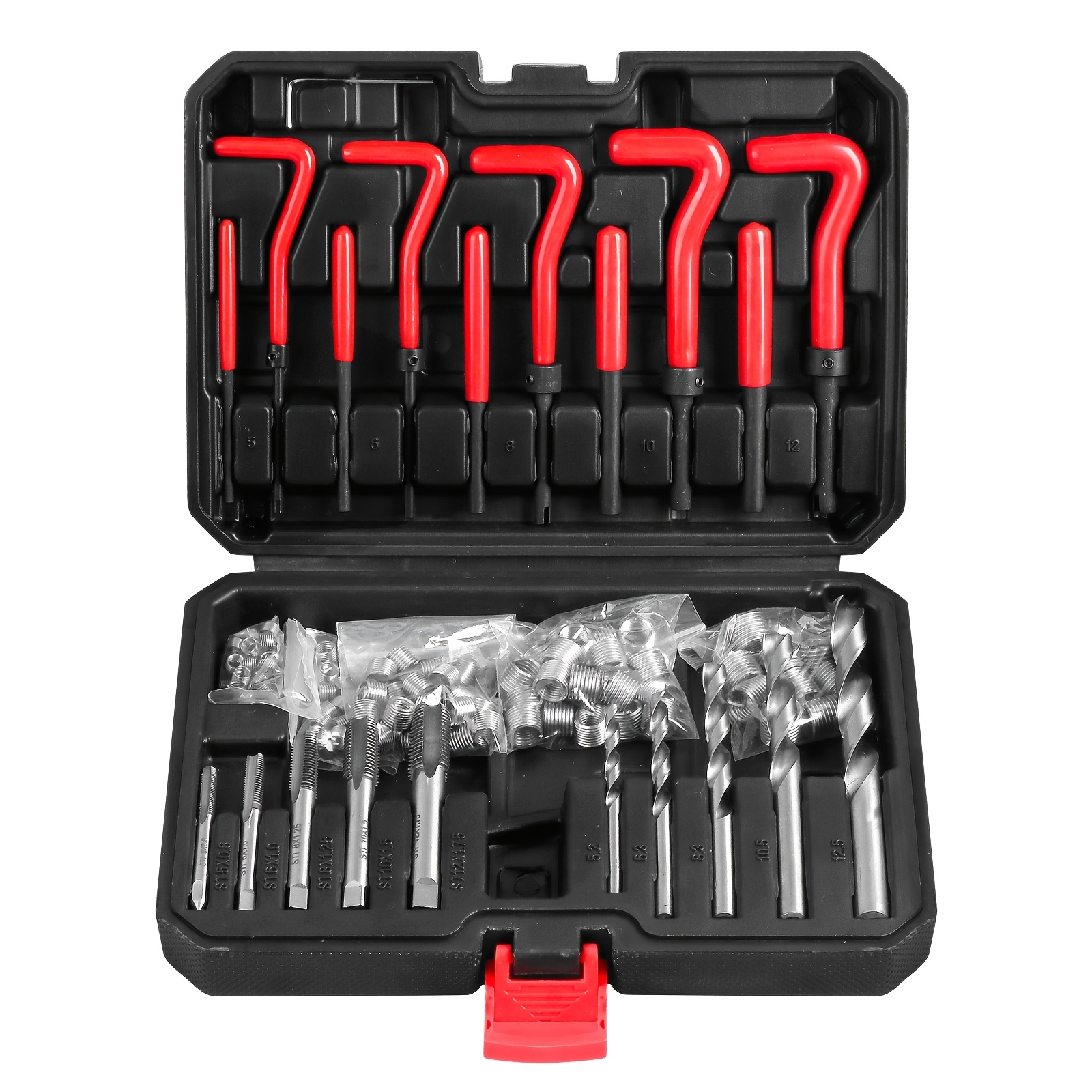 TEMU 131pcs Thread Repair Kit, M5 M6 M8 M10 M12 Metric Insert Tool Set, For Car Engine Spark Plug & Cylinder Head, Restores Damaged Threads
