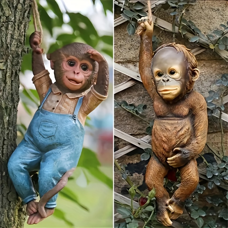 

Charming Resin Monkey Statue - Whimsical Hanging Sculpture For Decor, Artistic Craftwork