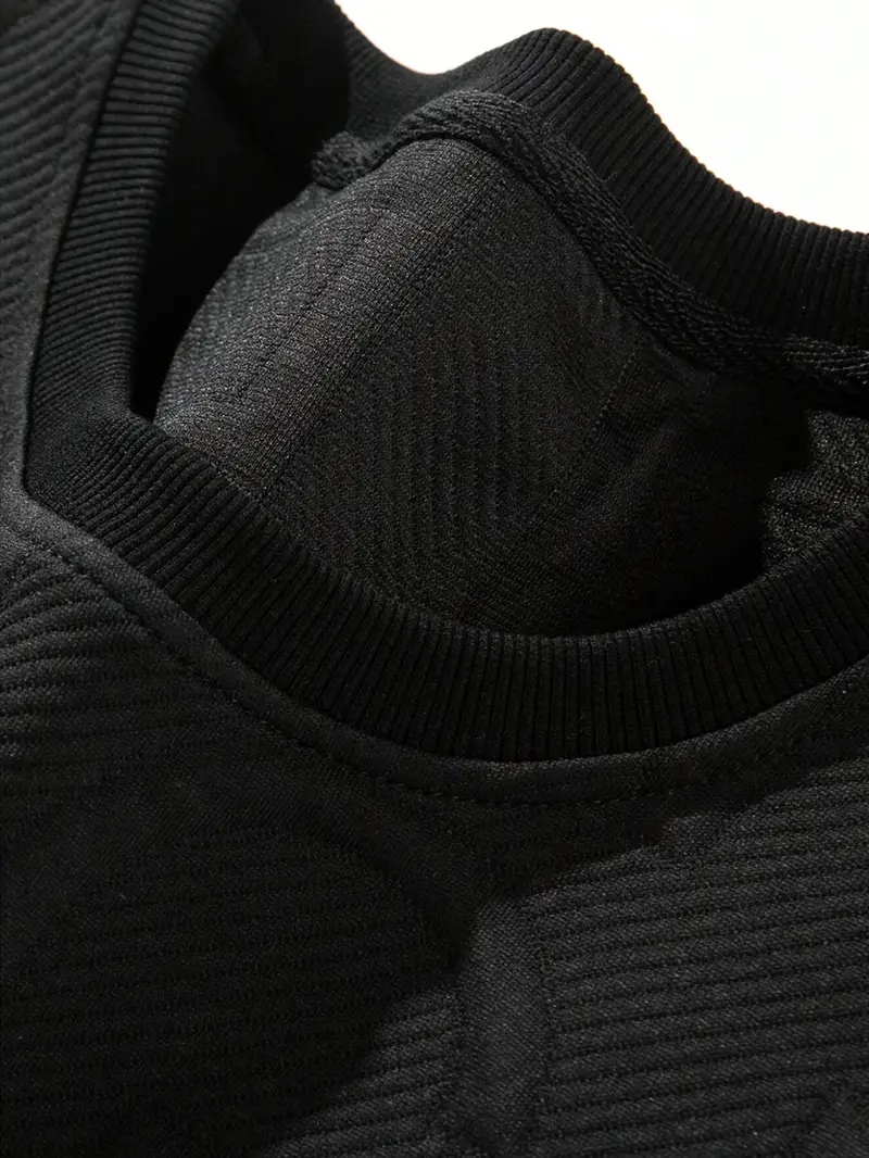 letter pattern textured and knit mens solid color short sleeve crew neck t shirt trendy and chic tops for men for summer details 5