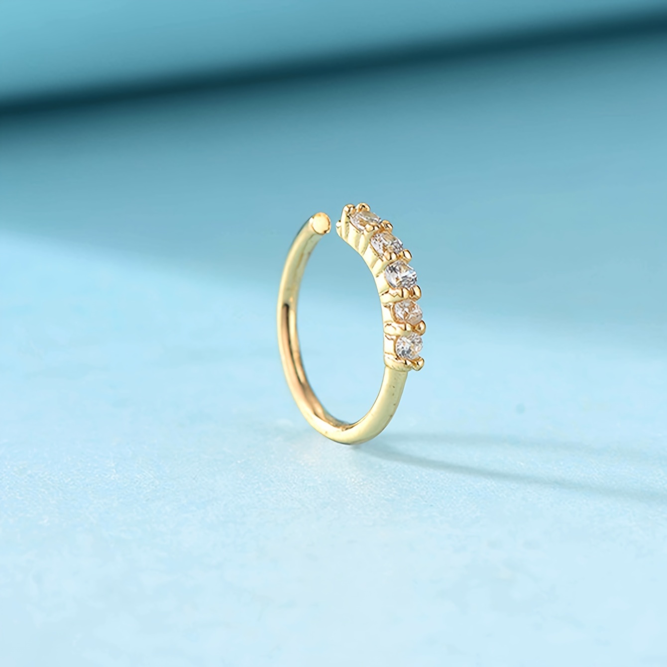 TEMU 1pc Fashionable Micro Inlaid Super Sparkling Nose Ring For Women