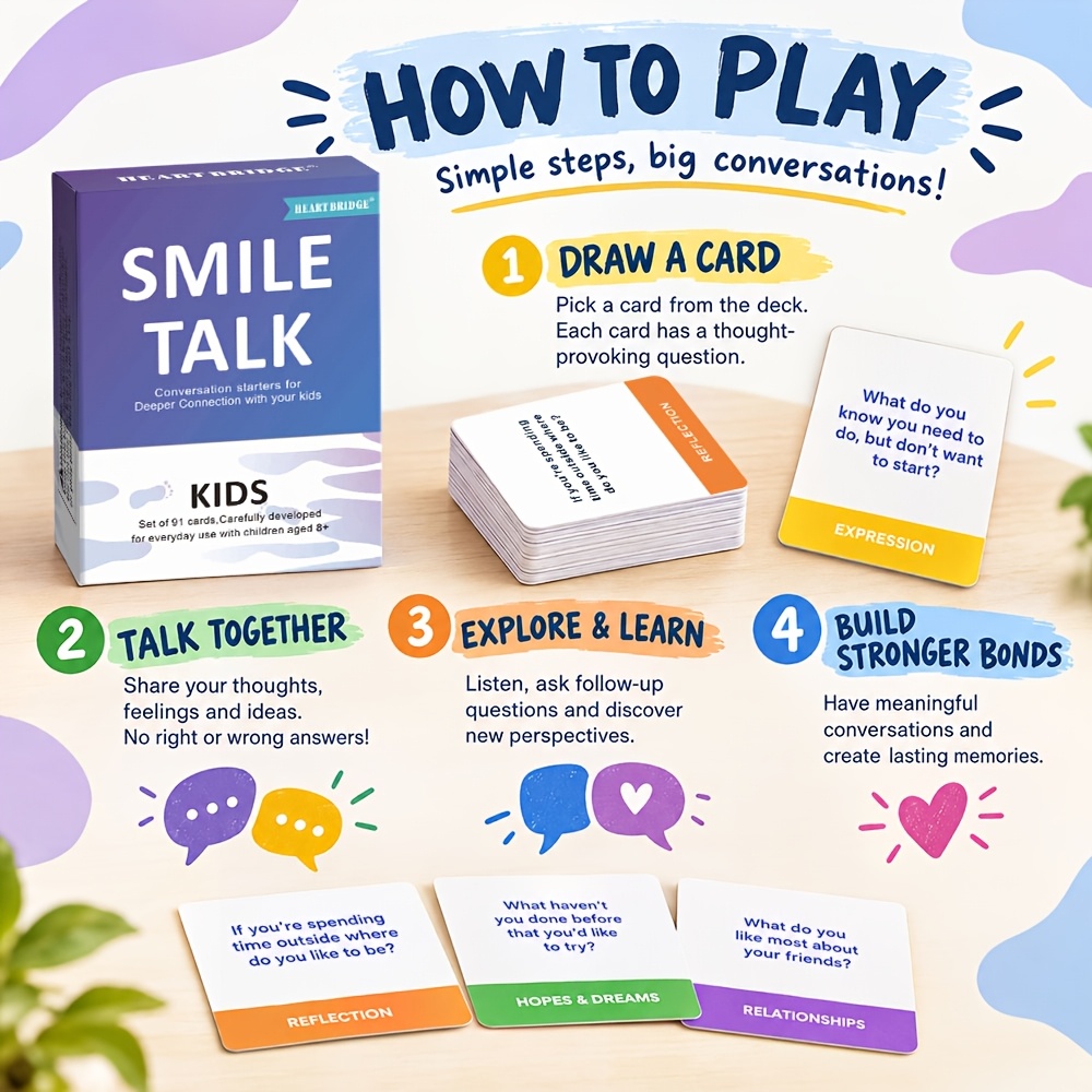 SMILE TALK Children's Dialogue Card Game for Creative Thinking