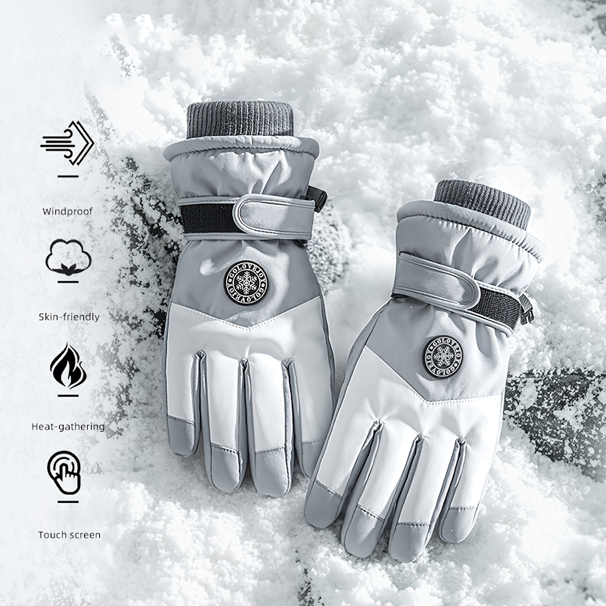 

Carrken Winter Ski Gloves - Touchscreen Friendly, Waterproof & With Plush Insulation, Adjustable Hook-and-loop Strap For Outdoor Sports & Motorcycle Riding, -retaining Design