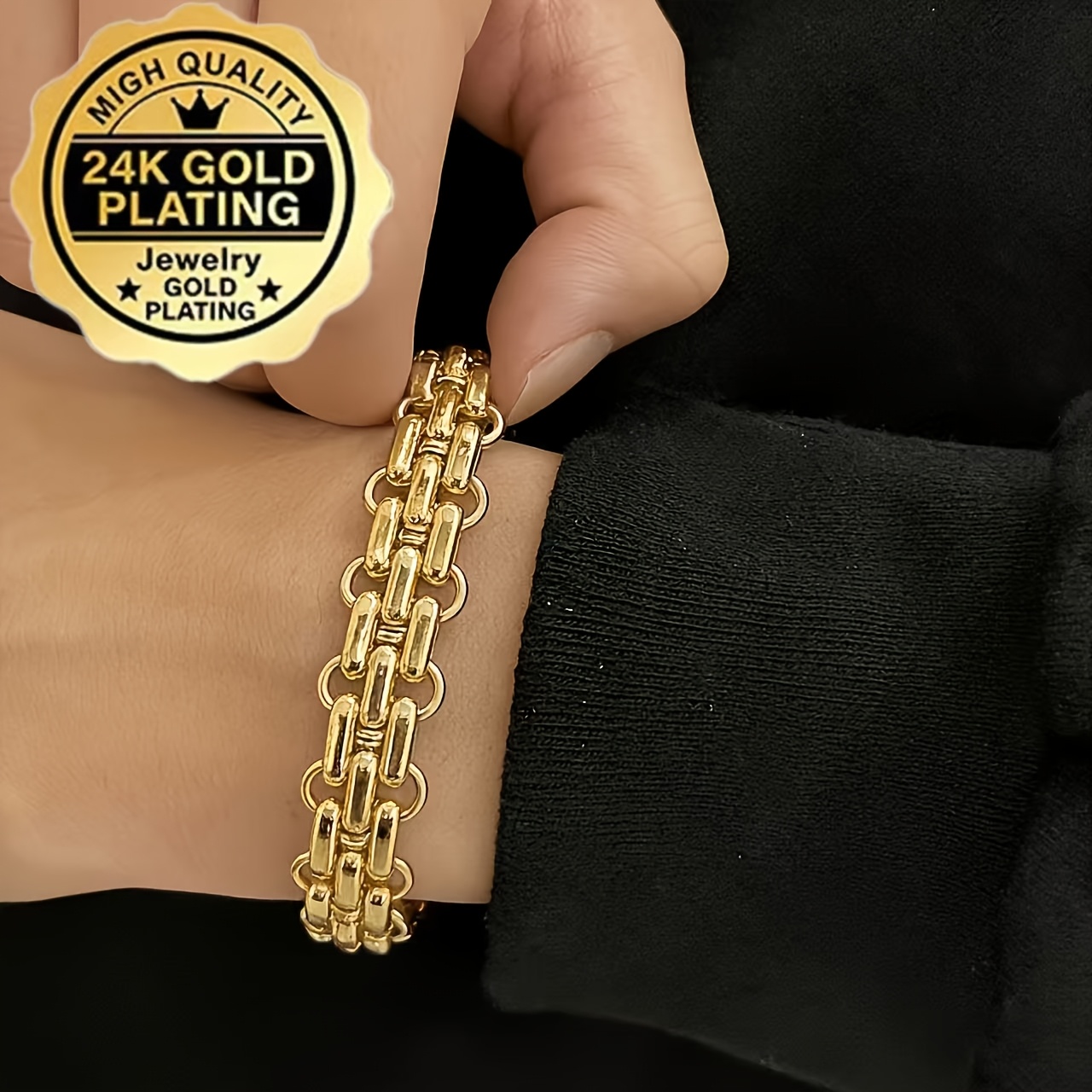 TEMU Nuovo Arrivo Estivo 2026 - 1 Braccialetto a Collana Unisex Oro 24K - Lussuoso e - per Feste - per Abbigliamento Casual e Regalo, Idea Regalo