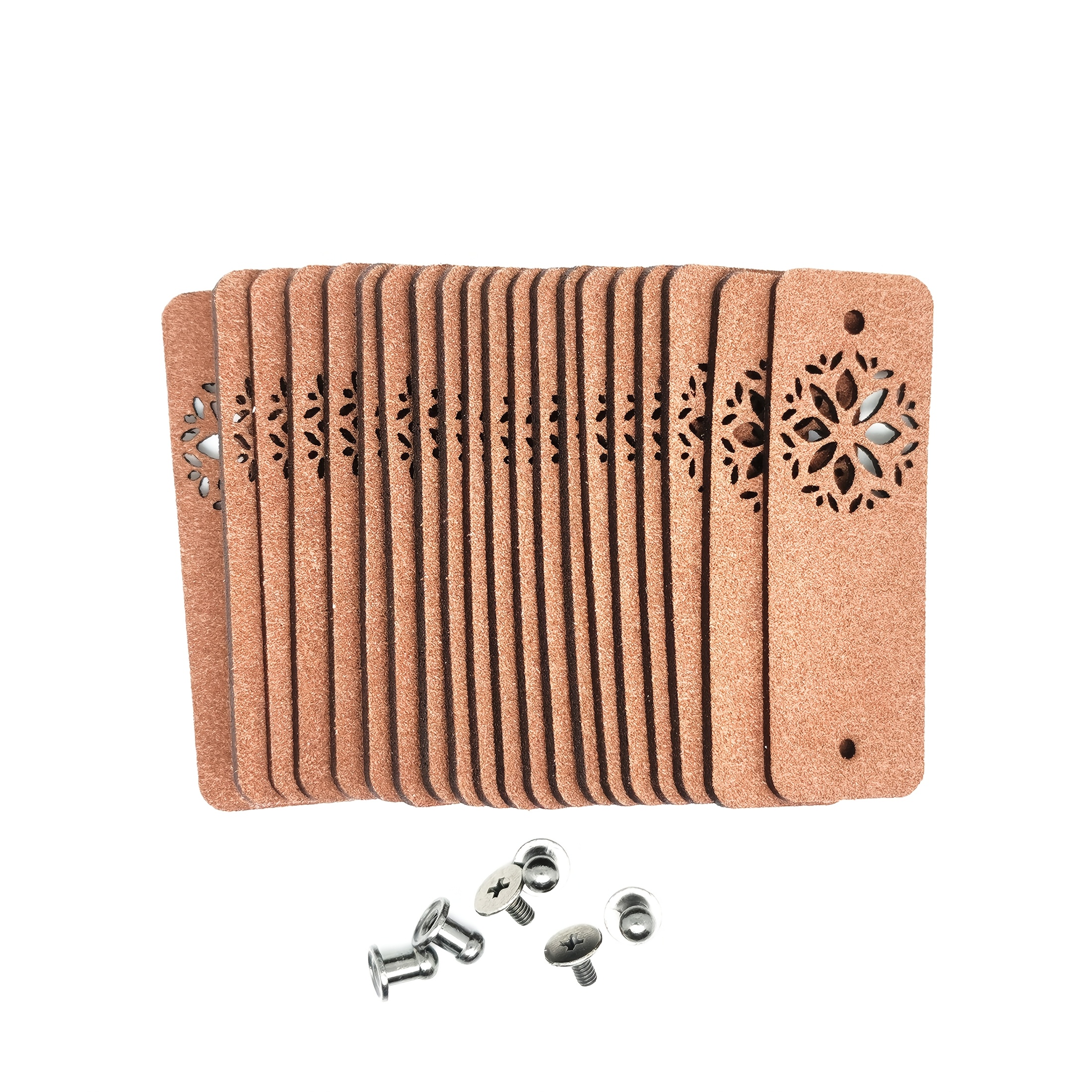 E-shop 20er-Pack Kunstleder Etikett-Tags mit hohlem Muster-Design und 20 Sets von Nägeln für Kleidung und Zubehör