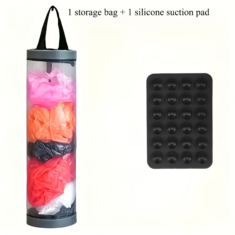 TEMU 1pc Gray Plastic Storage Hanging Bag, Kitchen Trash Bag Wall-mounted Net Pouch, Thickened Wear-resistant Breathable Hand-held Hanging Bag,