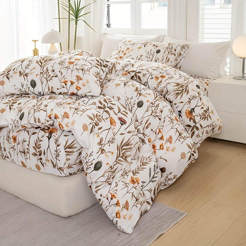 3pcs Floral Comforter Cover Set (excluding Comforter And Pillow Inserts)