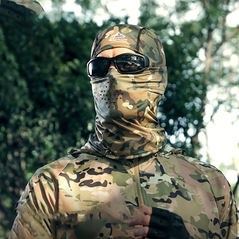 A Summer Tactical Camouflage Hood for Men And Women, Suitable for Outdoor Fishing, Sun Protection, Cycling, Made of Breathable .