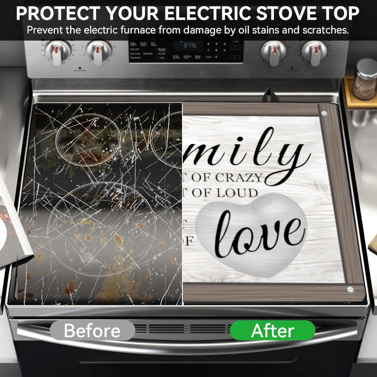 1pc wood grain electric stove top protector 28 5x20 5 scratch resistant cooktop cover multipurpose non slip rubber mat for countertops dryer dishwasher   resistant with inspirational quote kitchen   wall decor details 2