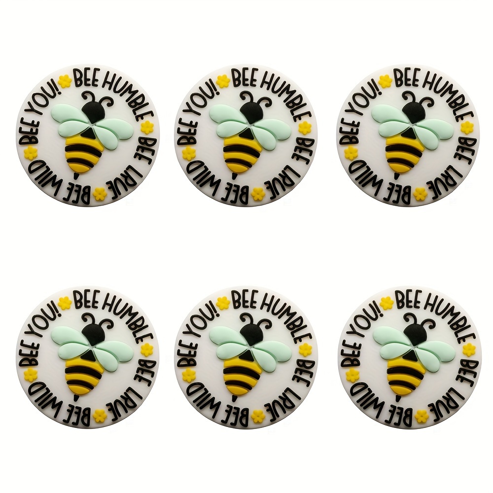 

5pcs Bee-themed Silicone Beads - "bee Humble, Bee True, , Bee You" Inspirational Beads For Diy Crafts, Keychains, Jewelry Making