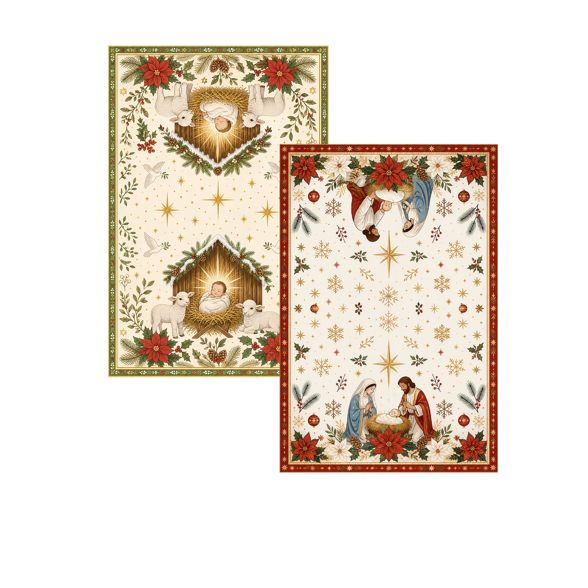 TEMU 2pcs "festive Nativity Print Christmas Kitchen Towels Set" Christmas Household Cleaning Cloths, Scouring Pads, Dish Towels, And Tea Towels For