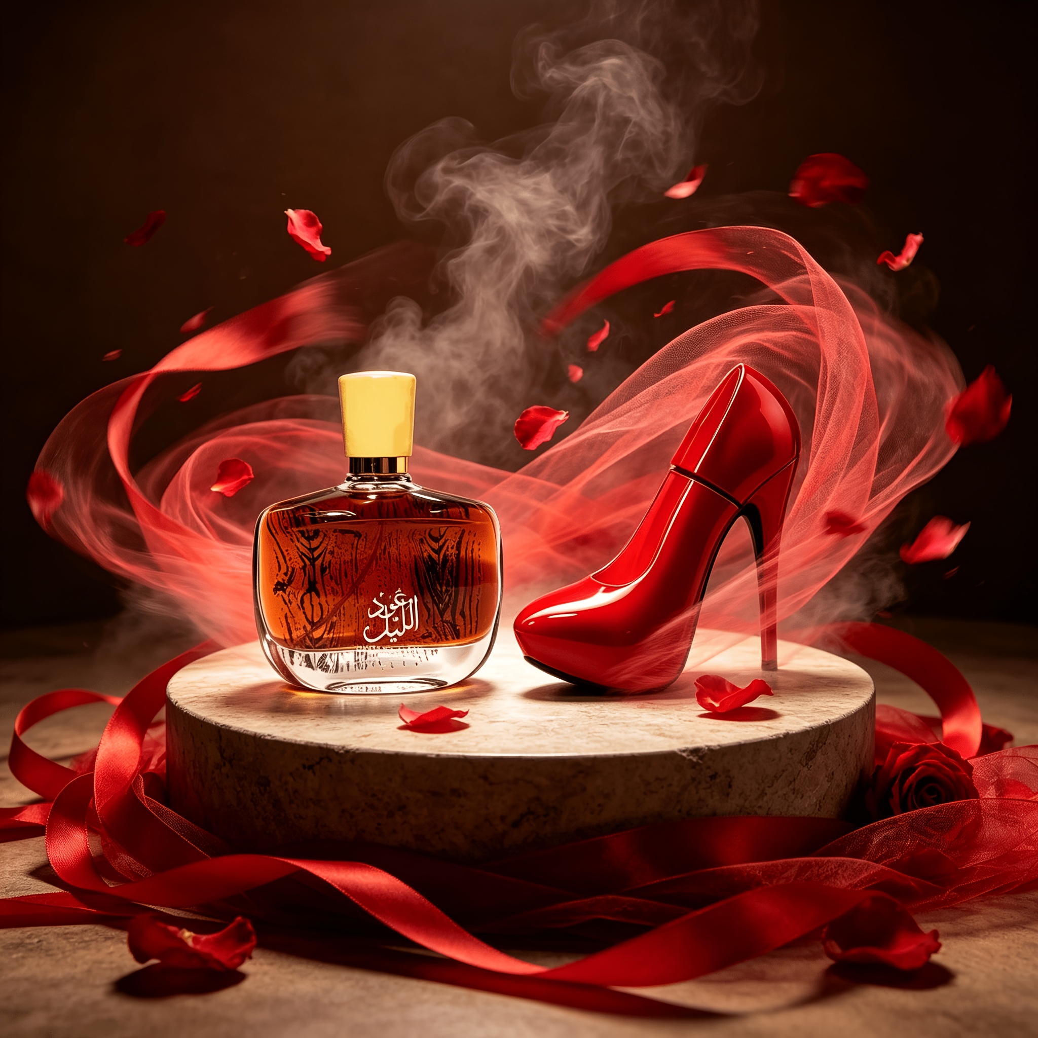 Image of 2pcs Edt Perfume Gift Set+ Perfume And Red High Heel Decoration), Ultra Long Lasting, Classic Oriental Rose Scent, Luxurious Red Gift Box, Unisex, Premium Niche Alternative, Ideal For Gifting