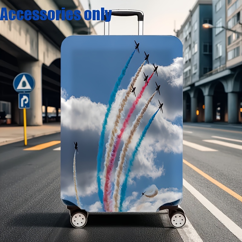 TEMU 1pc Travel Accessories Travel Essential Airplane Pull Smoke Pattern High Elasticity Dustproof Travel Accessories, Scratch Protection Cover For