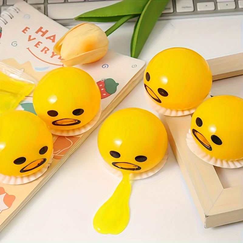 

2/5pcs Yellow Round Vomit And Suck Lazy Egg Yolks, Vomit Egg Yolks, Prank Game Toys