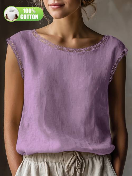summer womens literary all retro shirt 100 top lace hollow collar loose casual versatile everyday asd1