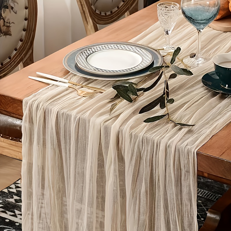 3- Tablecloths, Light Blue Christmas Twist Table Runners, Tulle Material Decorative Table Runners, Birthday Party Decorations, Romantic Wedding Decorations