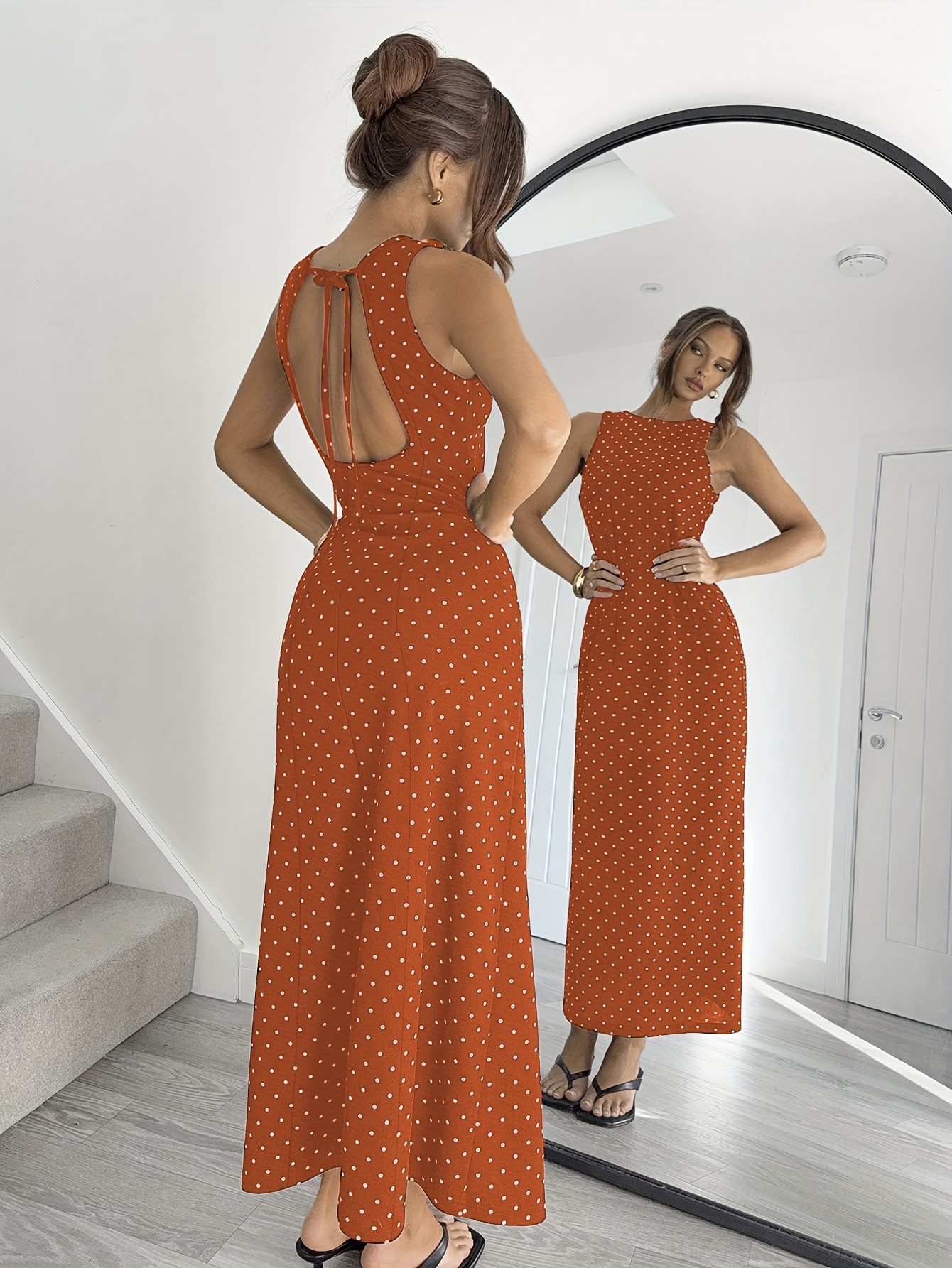 Robe SheIn Courte Tie-back - Noire à Pois - Taille S - Style A-Line