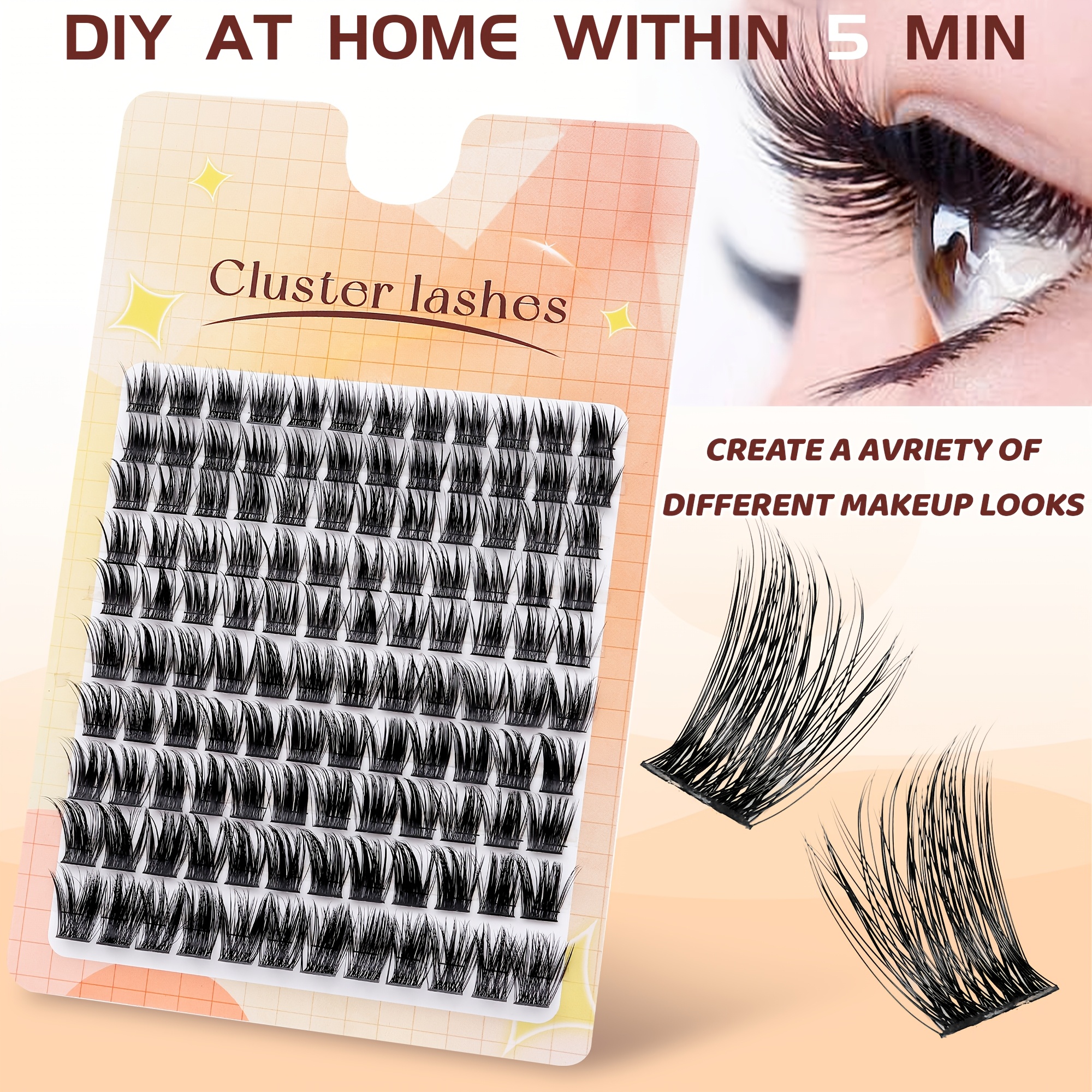 Image of 120pcs C Eyelash Clusters, Wispy & Fluffy, 10-16mm - Diy Home Lash Extension Kit, Beginner-friendly, Natural Look, Lightweight & Comfortable