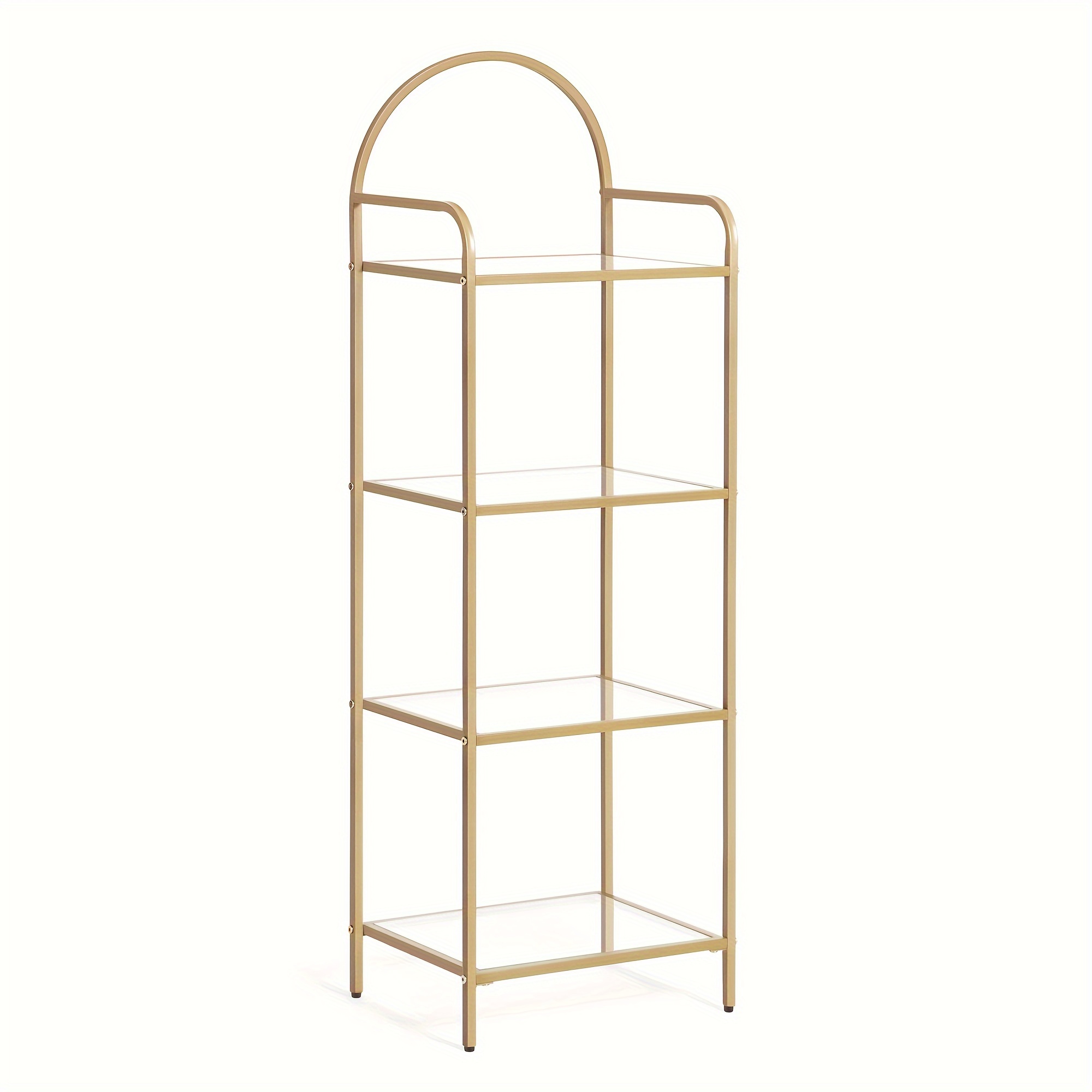 E-shop 4-stöckiges Bücherregal, Bücherregal aus gehärtetem Glas, ultradünne Regale, Bücherregal für Schlafzimmer, Badezimmer und Homeoffice