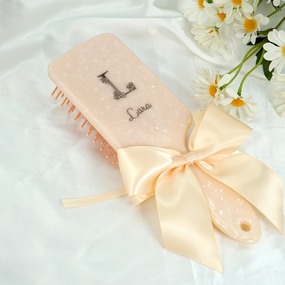 TEMU Peigne de Coiffure Personnalisé Gravé avec Nom, Brosse à Massage Cérébral à Air Bag, Accessoire de Coiffeur Souvenir