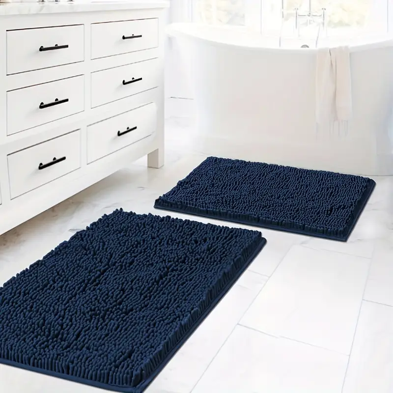2pcsbath rugs for bathroom slip resistant shag chenille bath rugs mat and absorbent bath rug for shower room machine washable fast dry 20 x 32 plus 17 x 24 Product details 4