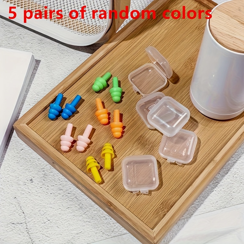 5/10 Random Color Silicone Earplugs - Reusable Design With Christmas Tree Pattern, Silicone Earplugs, Swimming Earplugs, Soft And Comfortable, Easy To Carry, Suitable For Swimming