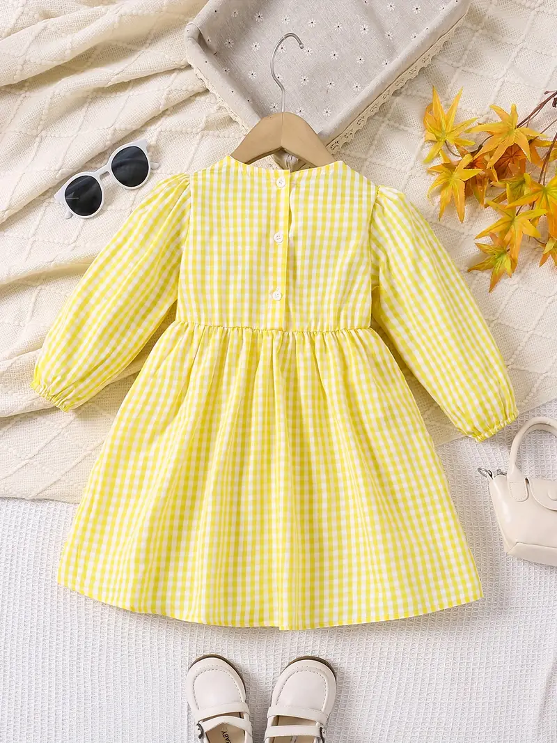 Girls' Black and White Checkered Long-Sleeve Dress, Stylish and Versatile Baby Dress Shirt Girls' Black and White Checkered Long-Sleeve Dress, Stylish and Versatile Baby Dress Shirt