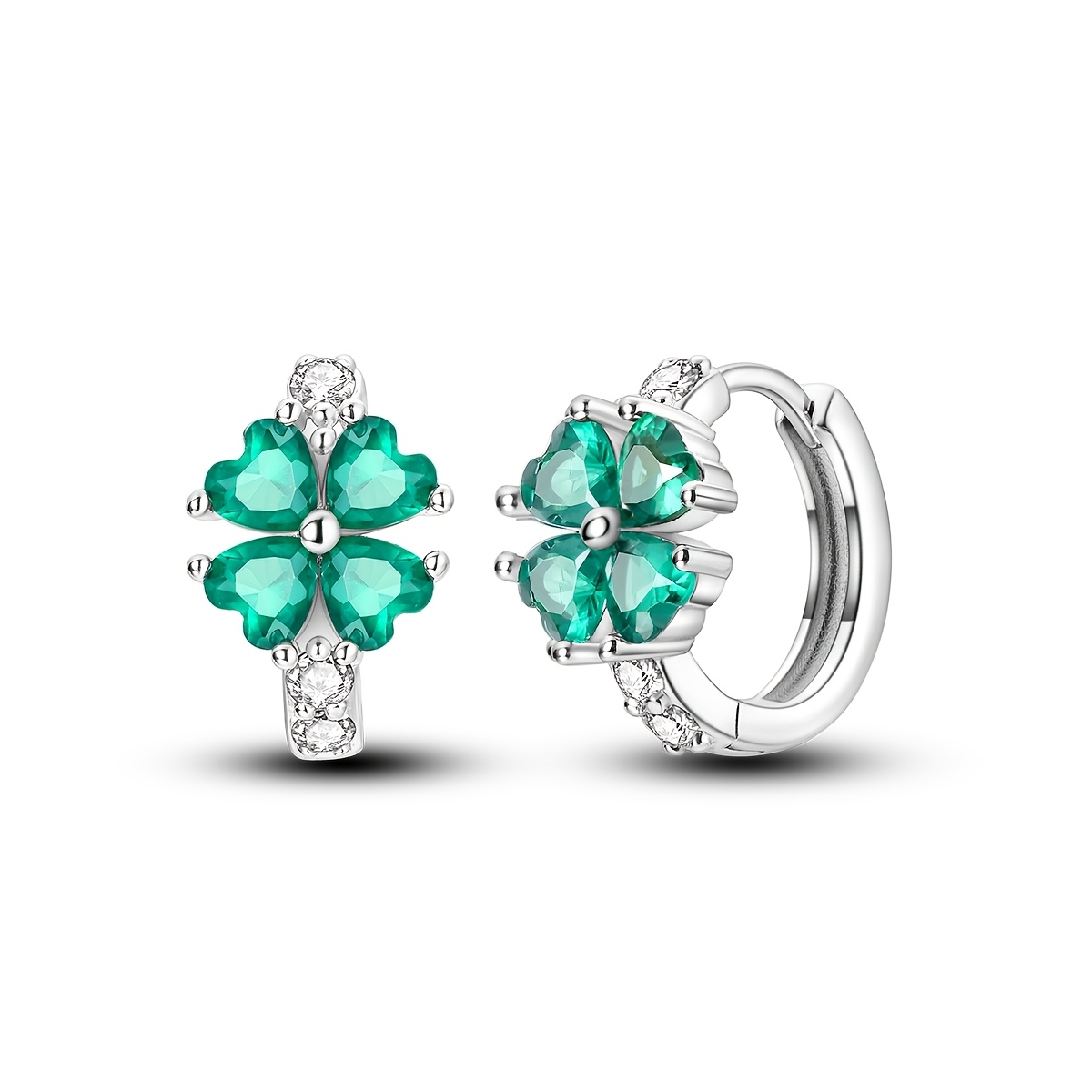 Image of 1 Pair Original 925 Sterling Silver Hoop Earrings For Women Classic Clover Earrings Jewelry Gifts Fits Daily Party Banquet Party Wea