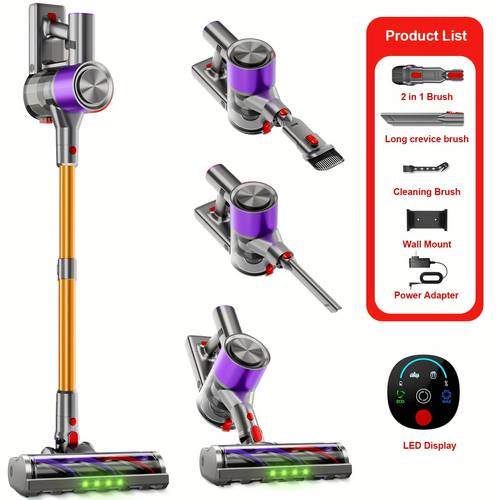 cordless vacuum cleaner with 58kpa suction featuring a self standing design handheld led electric floor brush lightweight build and strong this 6 in 1 is ideal for carpets pet hair