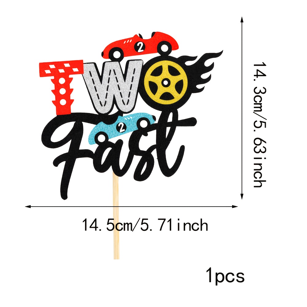 1-pack 2 Car Cake Topper, 2nd Birthday Party Decoration, Racing Car Themed Cake Decor, Wheels, 2nd Birthday Party Supplies