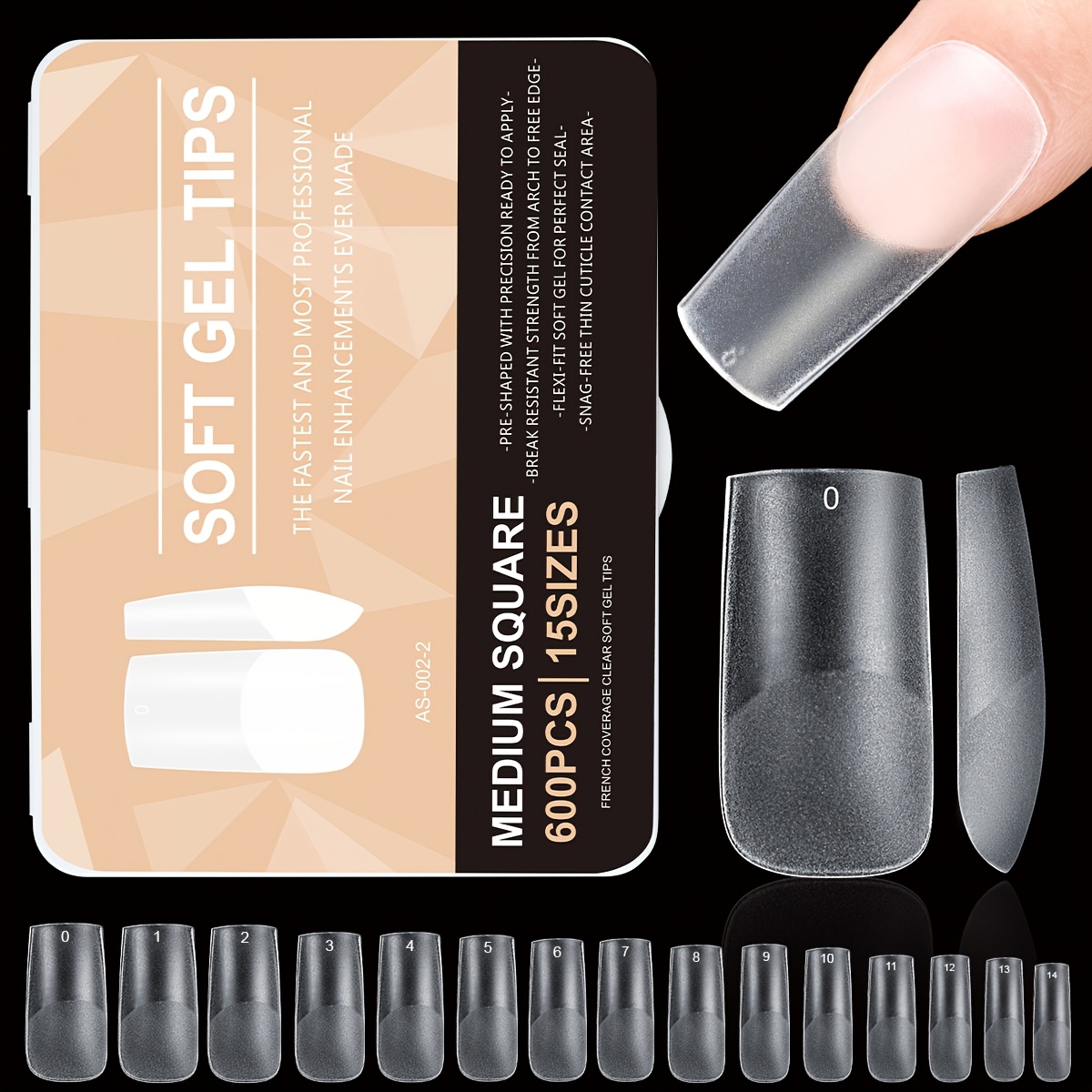 Image of 600pcs Quickchic Soft Gel X For Nail Tips, Half Matte Clear Acrylic For Nail Tips Medium Square Shaped Press On For Nails False For Nail Tips For Nail Extension Manicure Tools For Nail Art