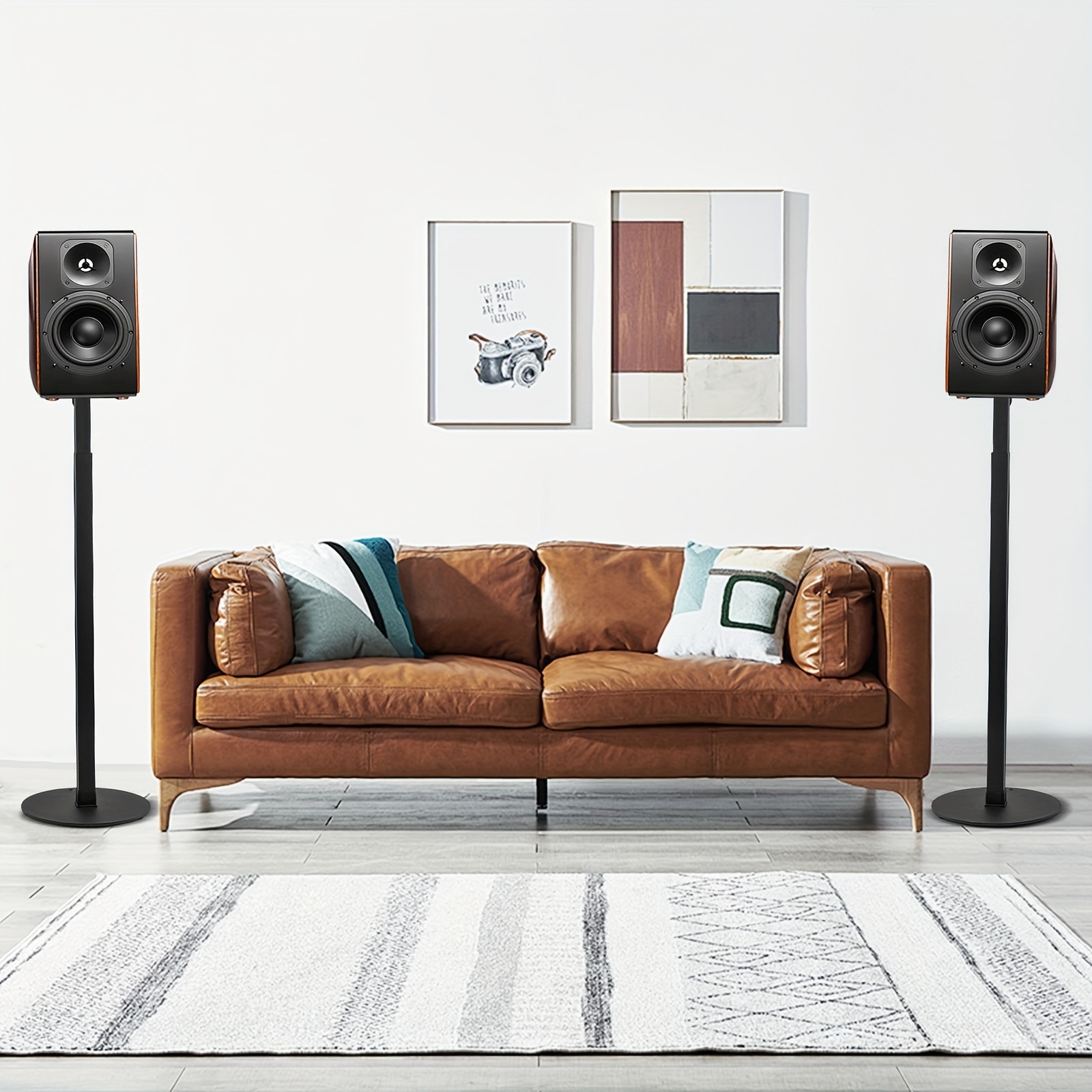 Image of 1 Pair Adjustable Floor Speaker Stands Speaker Stands Height Adjustable Speaker Stands Floor Stand Heavy Duty Adjustable Foldable Stable Suitable For Stage Interior Recording Studio