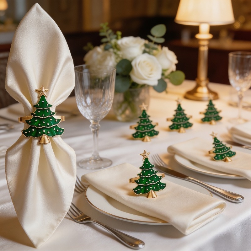 TEMU Set di 5 portatovaglioli natalizi, ornamenti per albero di Natale, decorazioni natalizie per tavolo da , cucina e casa, articoli per feste di